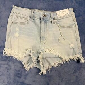 High rise Light wash denim shorts with frayed size 5/27